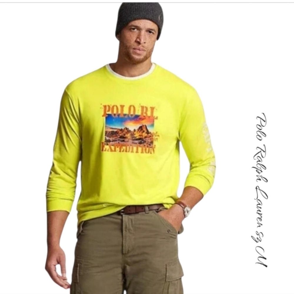 NWT Polo Ralph Lauren Men's Graphic Yellow T- Shirt  sz M